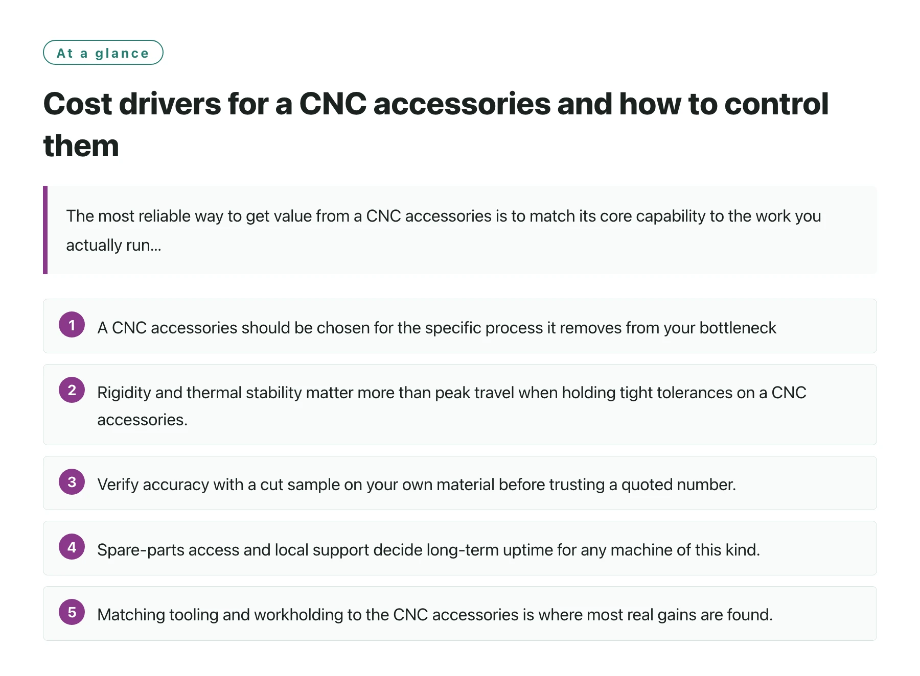 Cost drivers for a CNC accessories and how to control them——全文要点速览