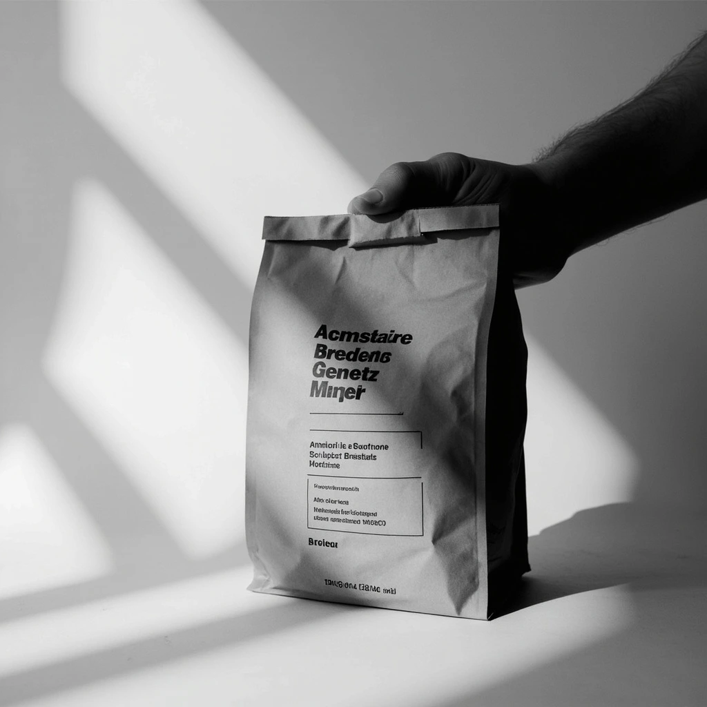 Rook Coffee redesigned kraft bag with bold serif type, cropped tight